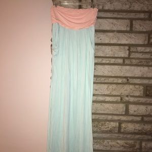 Red dress boutique strapless maxi